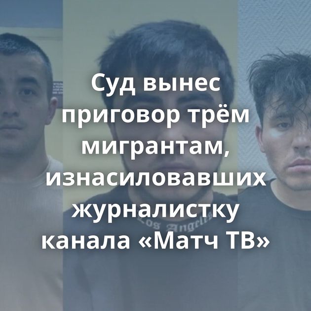 Суд вынес приговор трём мигрантам, изнасиловавших журналистку канала «Матч ТВ»