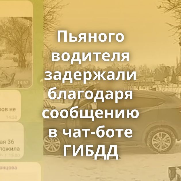 Пьяного водителя задержали благодаря сообщению в чат-боте ГИБДД