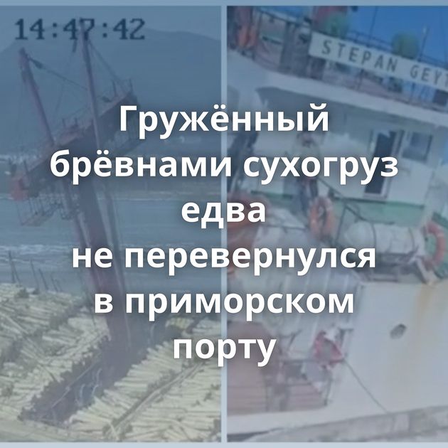 Гружённый брёвнами сухогруз едва не перевернулся в приморском порту