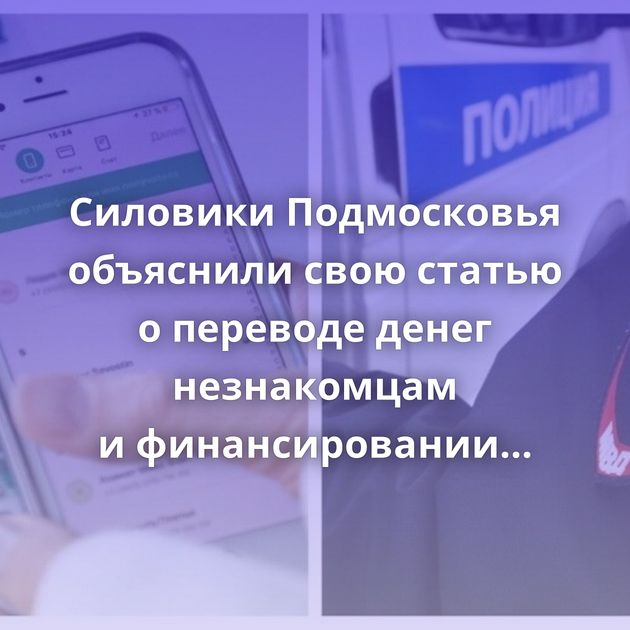 Силовики Подмосковья объяснили свою статью о переводе денег незнакомцам и финансировании терроризма