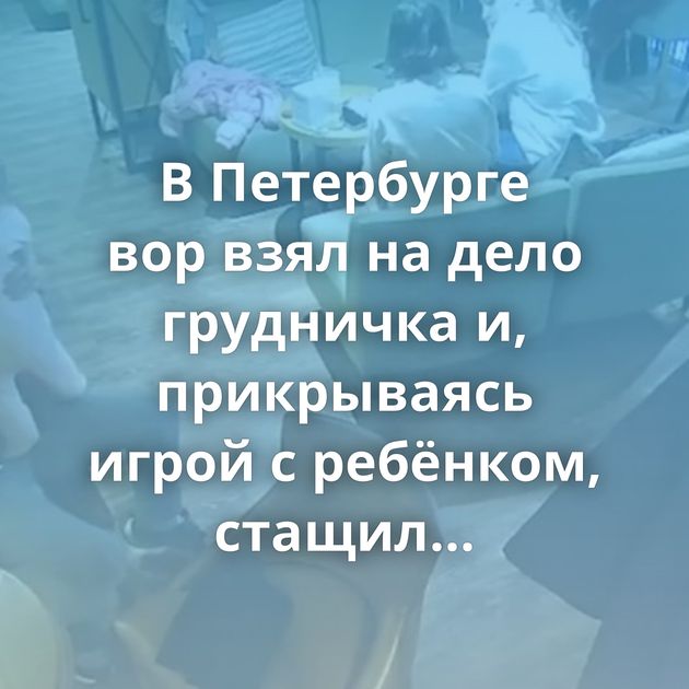 В Петербурге вор взял на дело грудничка и, прикрываясь игрой с ребёнком, стащил оставленный в кофейне…