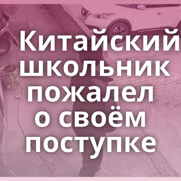 Китайский школьник пожалел о своём поступке