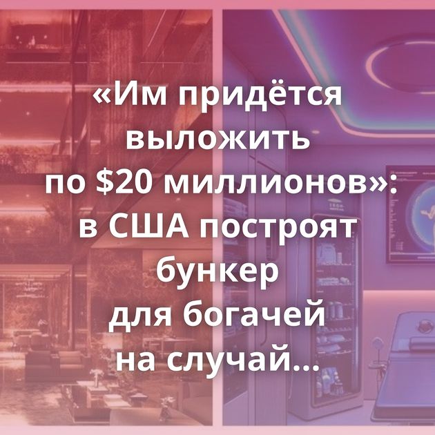 «Им придётся выложить по $20 миллионов»: в США построят бункер для богачей на случай апокалипсиса