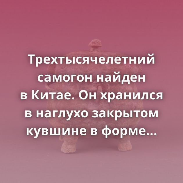 Трехтысячелетний самогон найден в Китае. Он хранился в наглухо закрытом кувшине в форме совы