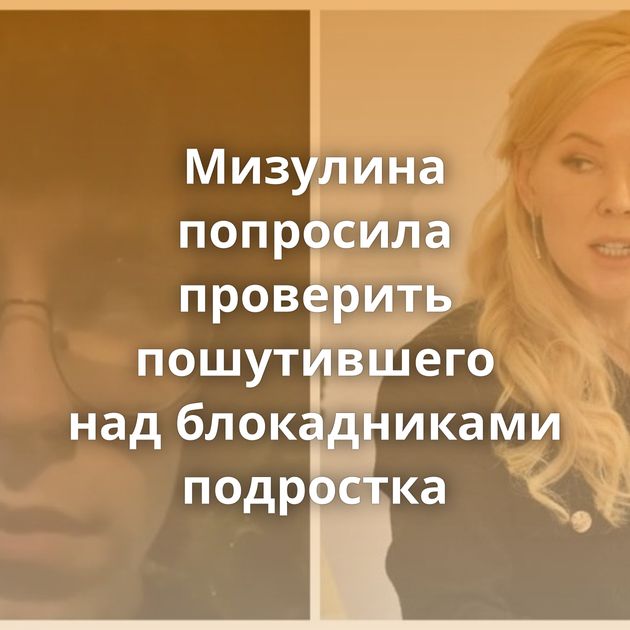 Мизулина попросила проверить пошутившего над блокадниками подростка