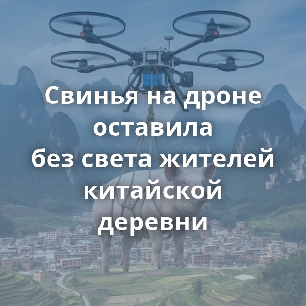 Свинья на дроне оставила без света жителей китайской деревни