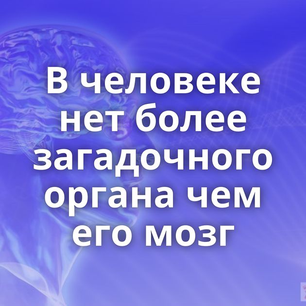 В человеке нет более загадочного органа чем его мозг