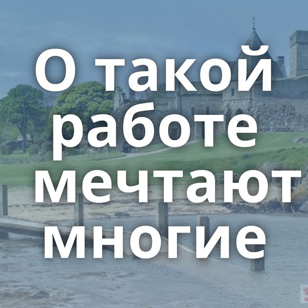 О такой работе мечтают многие