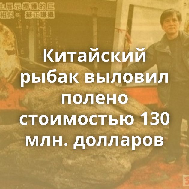 Китайский рыбак выловил полено стоимостью 130 млн. долларов