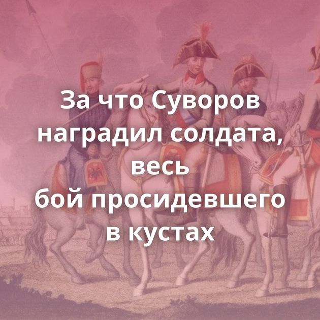 За что Суворов наградил солдата, весь бой просидевшего в кустах
