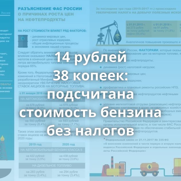 14 рублей 38 копеек: подсчитана стоимость бензина без налогов