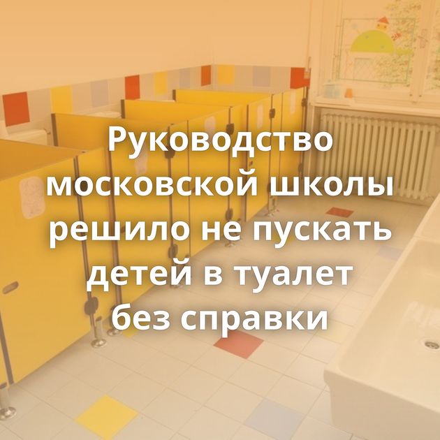 Руководство московской школы решило не пускать детей в туалет без справки