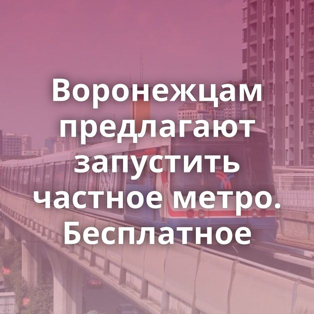 Воронежцам предлагают запустить частное метро. Бесплатное