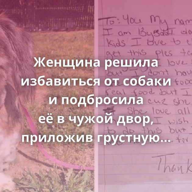Женщина решила избавиться от собаки и подбросила её в чужой двор, приложив грустную записку