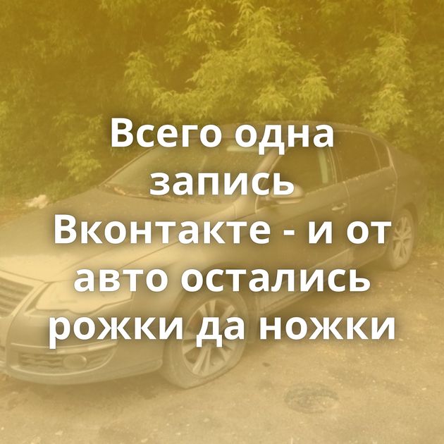 Всего одна запись Вконтакте - и от авто остались рожки да ножки