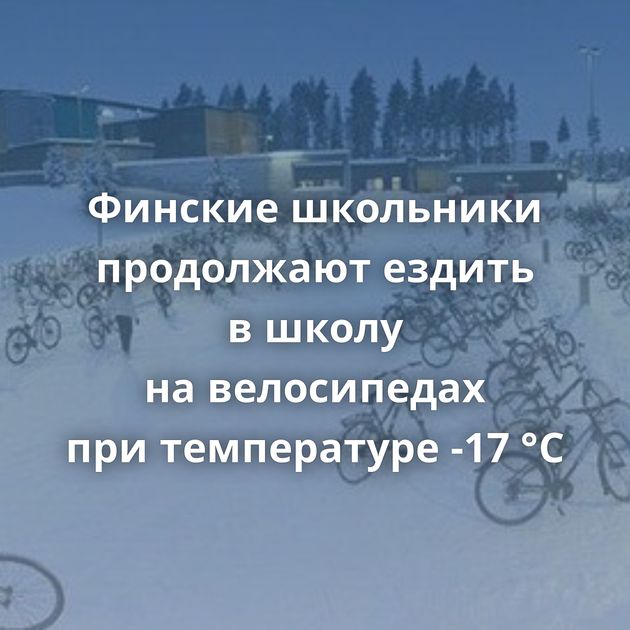 Финские школьники продолжают ездить в школу на велосипедах при температуре -17 °C