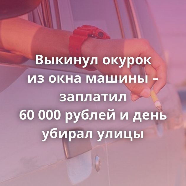 Выкинул окурок из окна машины – заплатил 60 000 рублей и день убирал улицы